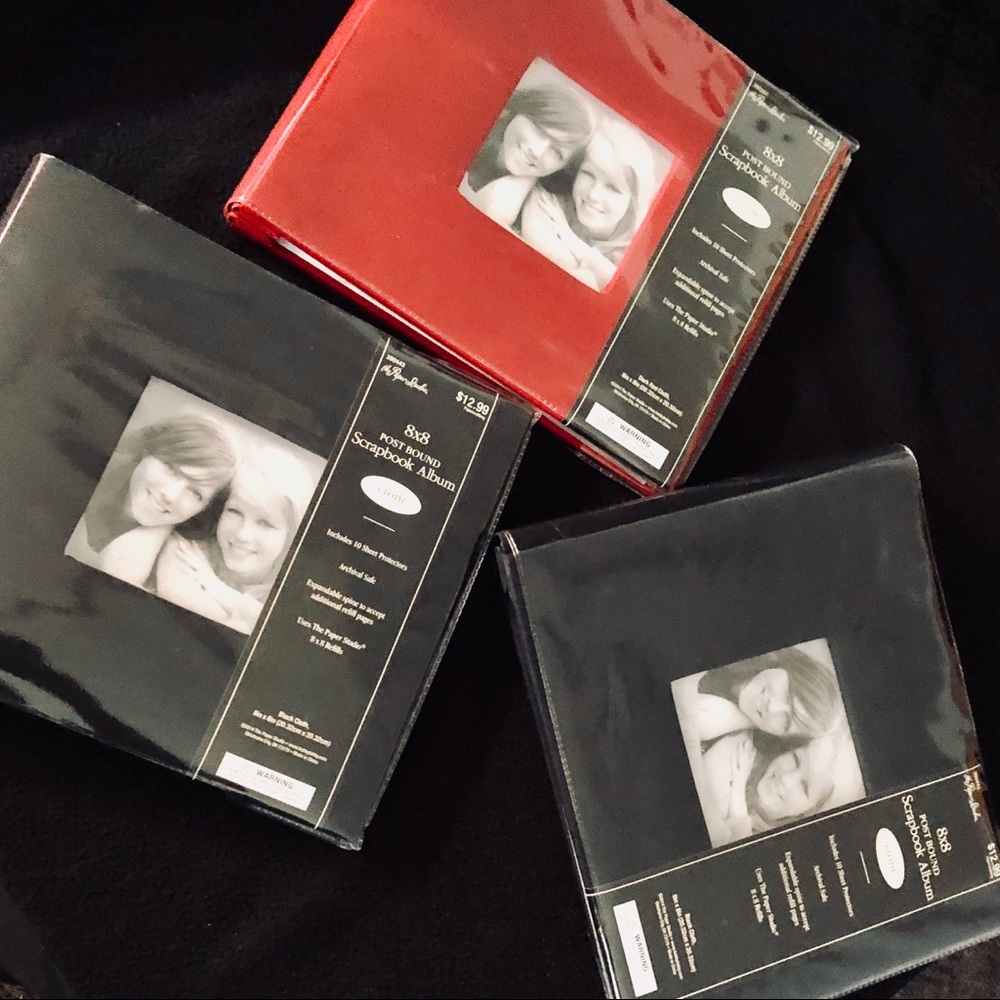 3-Scrapbook Albums 8 x 8.. (2)Black & (1)Red New